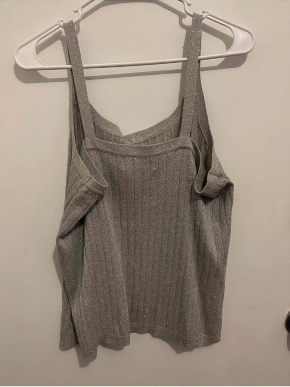 Silver Ribbed Knit Tank - Picture 2 of 3